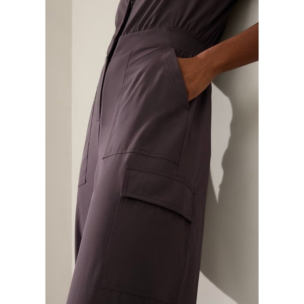 New Athleta 10 Brooklyn Utility Jumpsuit Shale Size 10 - Picture 3 of 7